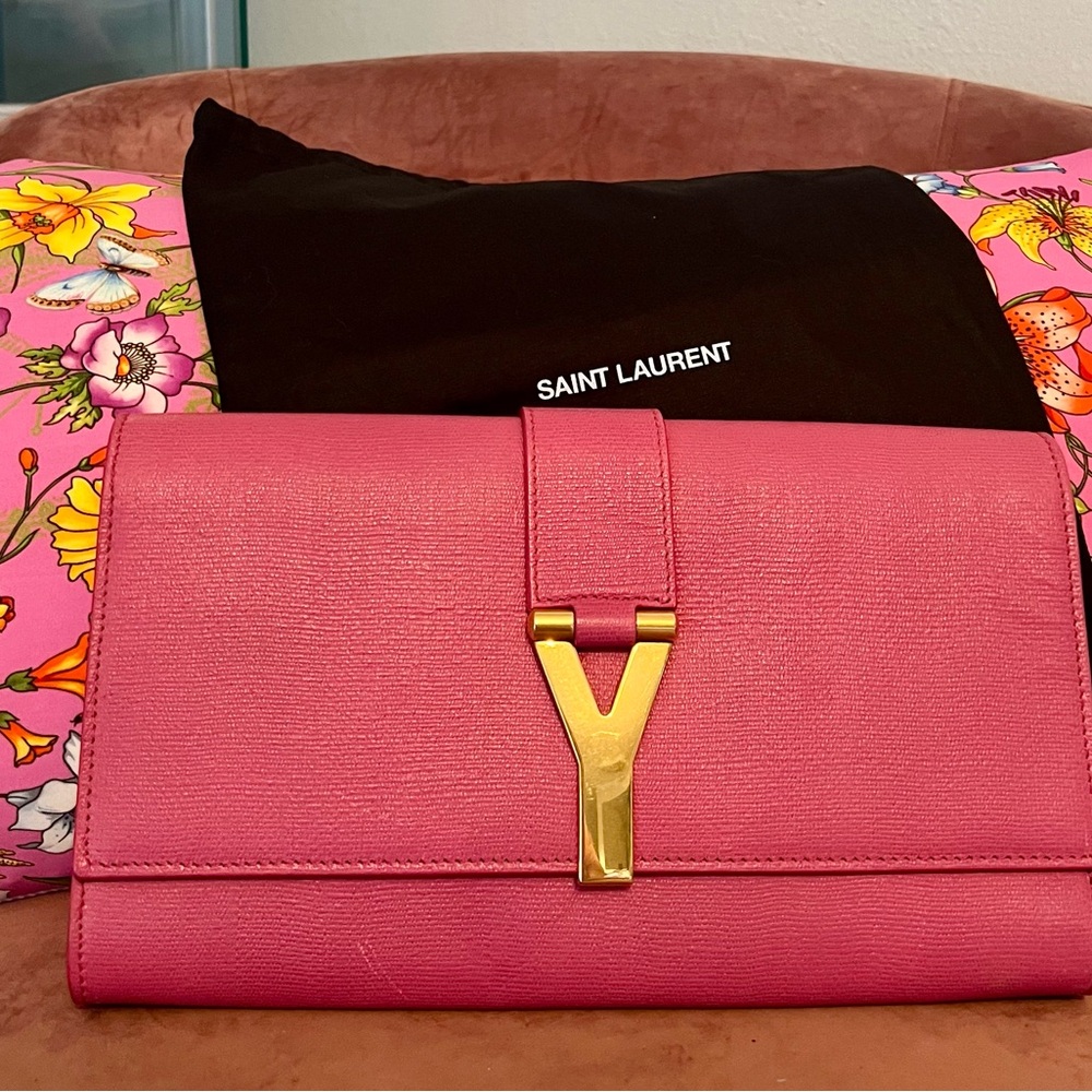 GUC Saint Laurent Pink Clutch Bag with DustBag - Picture 4 of 10